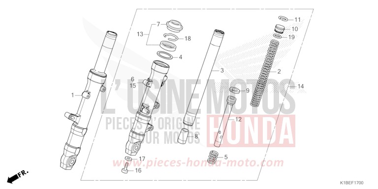 FRONT FORK for Forza 350 MAT ROBUST GRAY METALLIC (NHC74) from 2023